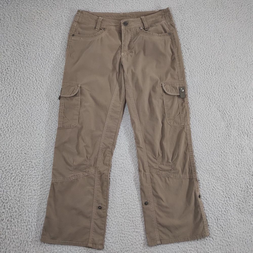 Kuhl Cargo Pants Womens Size 4 Regular Hiking Roll Up Brown Vintage Patina Dye